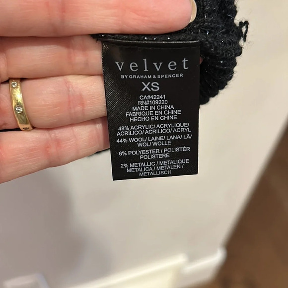 Velvet By Graham & Spencer  Adrienne Cold Shoulder Sweater Black Metallic - Picture 5 of 9